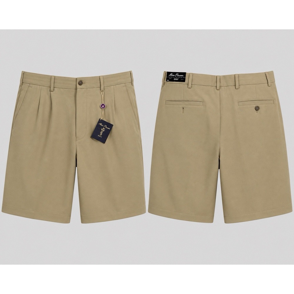 Alan Flusser Golf Men's Pleated White Chino Shorts Size 40 Luxury
